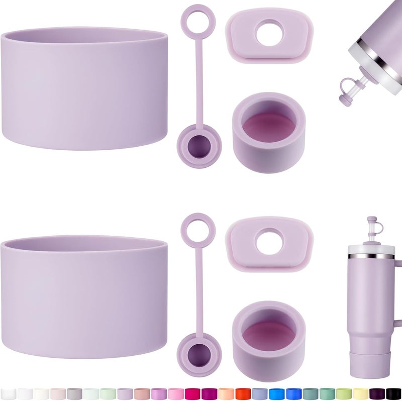 HYZ 8 Piece Accessories for Stanley Cup, Silicone Spill Proof Stopper Set and Protective Boot Including Straw Cover Cap for Stanley H2.0 20oz 30oz 40oz Tumbler, Orchid - Image 1